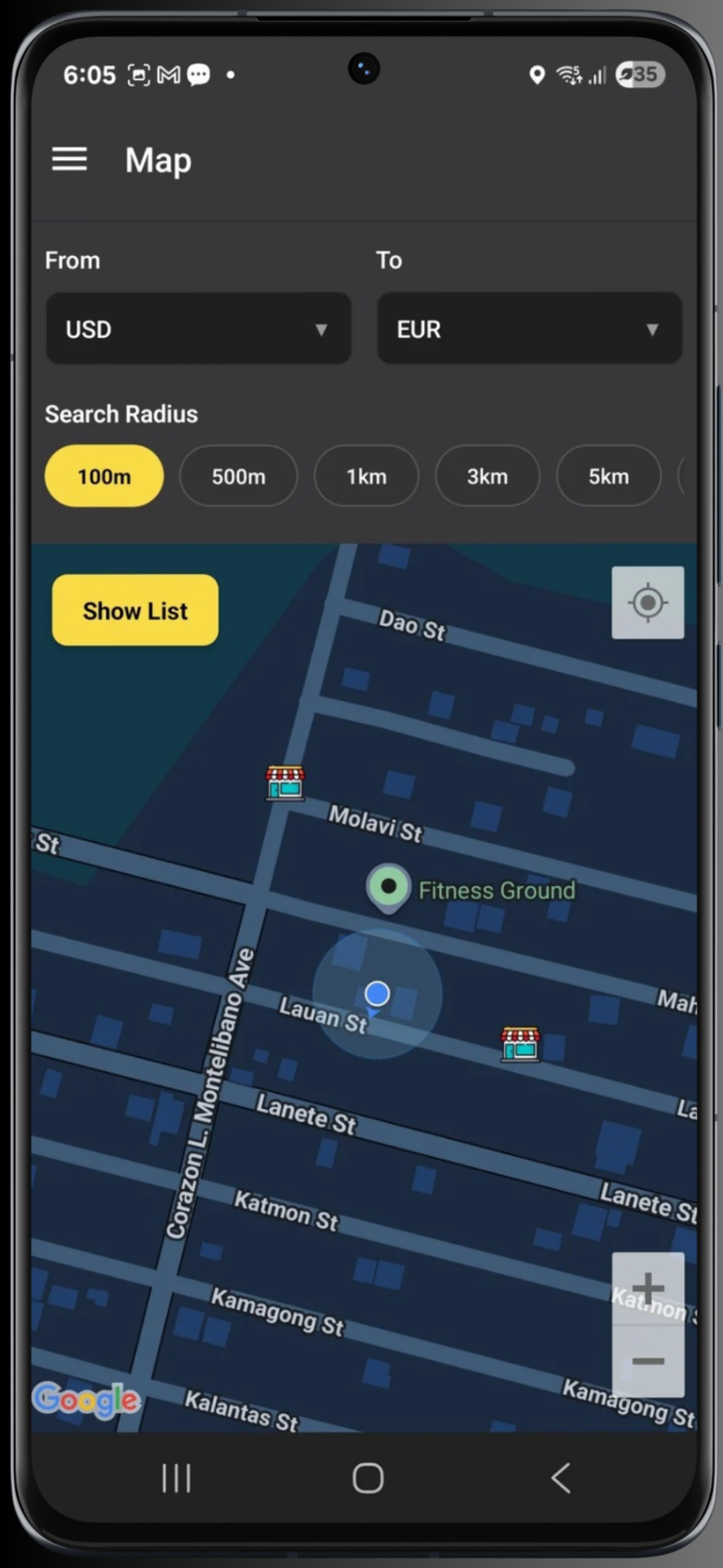 ForexFinder Home Screen